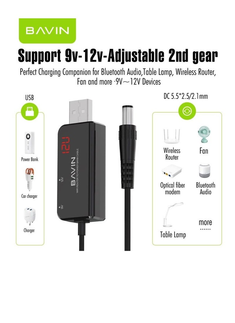 Bavin USB Router Extension To Connect Router To Wall Charger Car Charger And Power Bank 1M DC 5V to 9V/12V  - Image 2