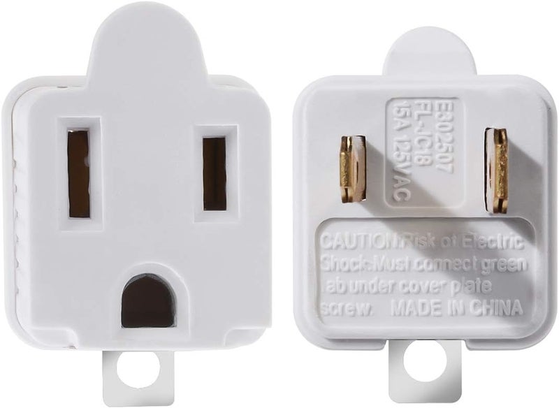 TENINYU Grounded Adapter 3-Prong to 2-Prong Outlet Converter - 3 Pin to 2 Pin Plug Socket Adapter Extension for Electrical Cord, Household, Workshops, Industrial, Machinery (2 Pack) - Image 4