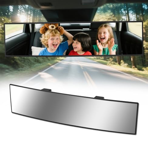 HmmtyRack Rear View Mirror Chrome Antiglare Panoramic Rear Mirrors Universal 14 Inch Convex Car Interior Clip on Extra Big Wide Angle Rearview Mirror Extender to Reduce Blind Spot for Car SUV Trucks - Image 1