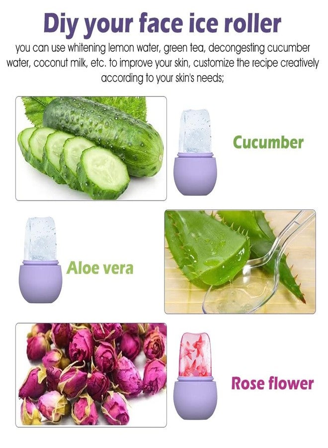 LISHER Ice Roller for Face Massage & Eye, Anti-Leak Silicone Ice Face Roller Ice Mould With Cleansing Brush, Women Skin Care Ice Facial Roller for Eliminate Edema & Calm Skin, Shrink Pore (Purple) - Image 5