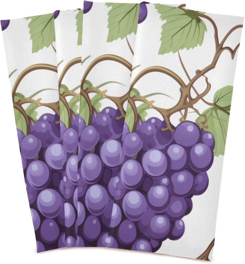 Bolaz Purple Grapes Kitchen Towel Dish Towels Quick Drying Tea Towels Absorbent Hand Towels for Kitchen Sink Dinner Table 28 x 18 Inches Set of 4 - Image 1