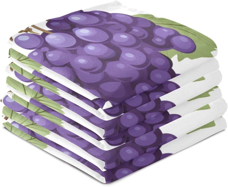 Bolaz Purple Grapes Kitchen Towel Dish Towels Quick Drying Tea Towels Absorbent Hand Towels for Kitchen Sink Dinner Table 28 x 18 Inches Set of 4 - Image 4