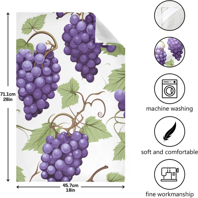 Bolaz Purple Grapes Kitchen Towel Dish Towels Quick Drying Tea Towels Absorbent Hand Towels for Kitchen Sink Dinner Table 28 x 18 Inches Set of 4 - Image 3