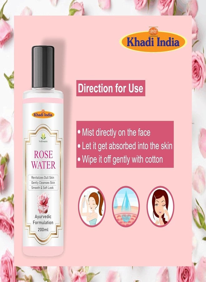 Vedimatic Khadi 100% Pure Herbal Natural Multani Mitti Powder, Beetroot Powder & Facial Toner Fresh Rose Water | Healing Clay | Bentonite clay For Face and Skin Care (200ml + 200g) - Image 4
