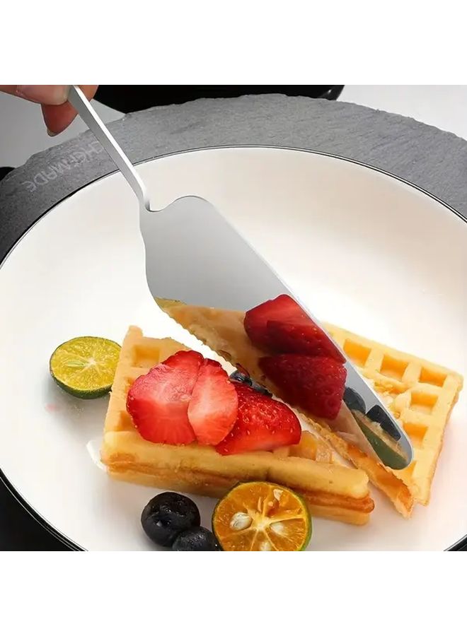 Silvery 410 Stainless Steel Cake Tray Pizza Peel Triangular Slicing Tool - Image 1