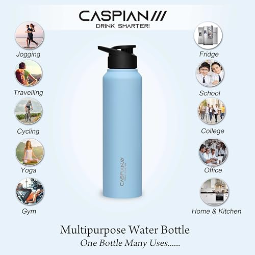 CASPIAN /// HIke ISI Certified Stainless Steel Water Bottle 1 ltr. (Sky Blue, 1 Litre) | Leak Proof Sipper for Fridge Home Office Travel School Kids Boys Girls Adults Sports Gym Yoga Gift | BPA Free - Image 5