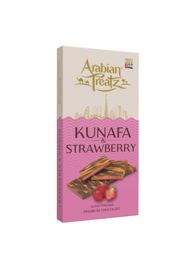 Arabian Treatz Kunafa & Strawberry,  Premium Chocolate – Gourmet Fusion of Dessert & Crunchy Nuts – 100g - Image 4