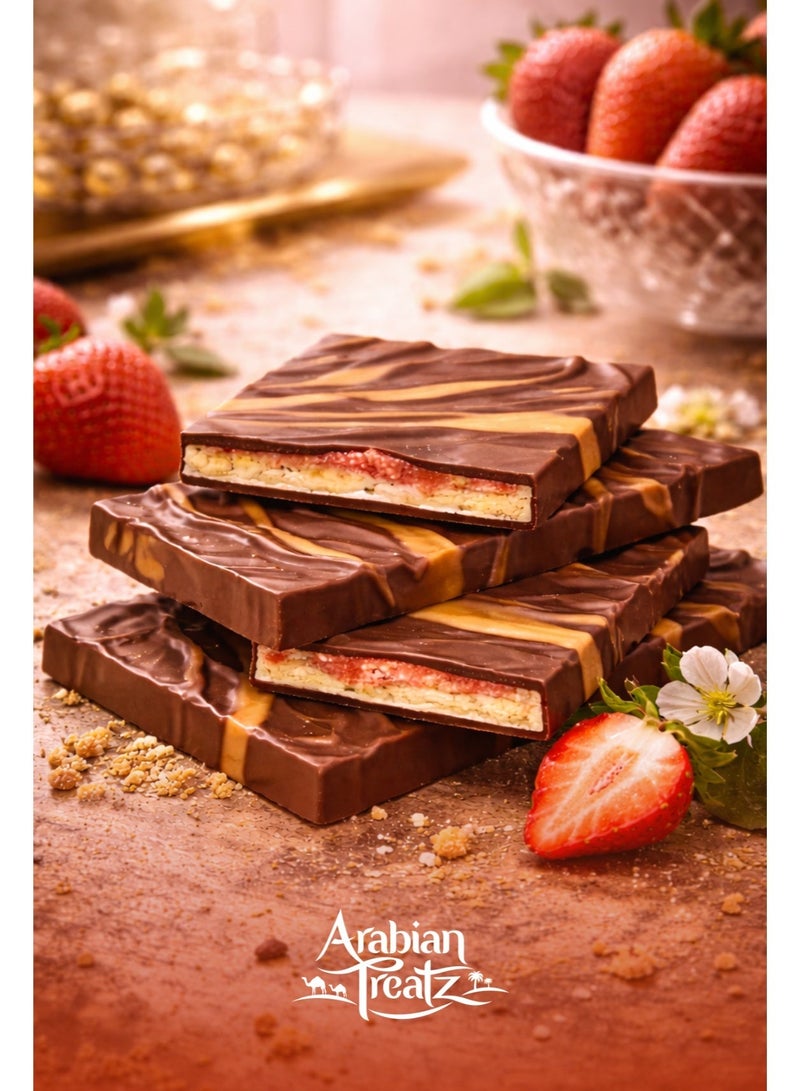 Arabian Treatz Kunafa & Strawberry,  Premium Chocolate – Gourmet Fusion of Dessert & Crunchy Nuts – 100g - Image 2