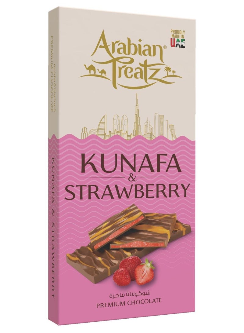 Arabian Treatz Kunafa & Strawberry,  Premium Chocolate – Gourmet Fusion of Dessert & Crunchy Nuts – 100g - Image 3
