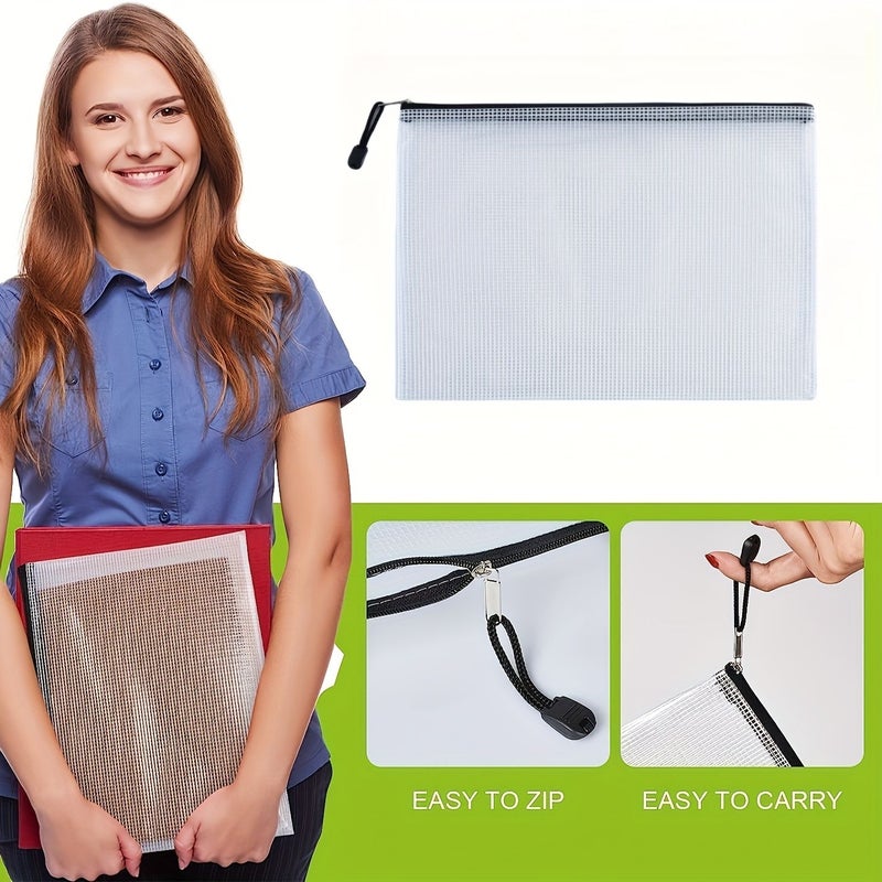 Mesh Zipper Pouch Document File Pocket Multipurpose Black Bill Organizer Folder Suitable For Office And Household Use 1 Pack - Image 4