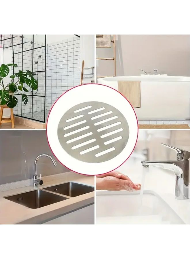2pcs Stainless Steel Round Floor Drain Covers 5 Inch Odor Proof Mesh - Image 1