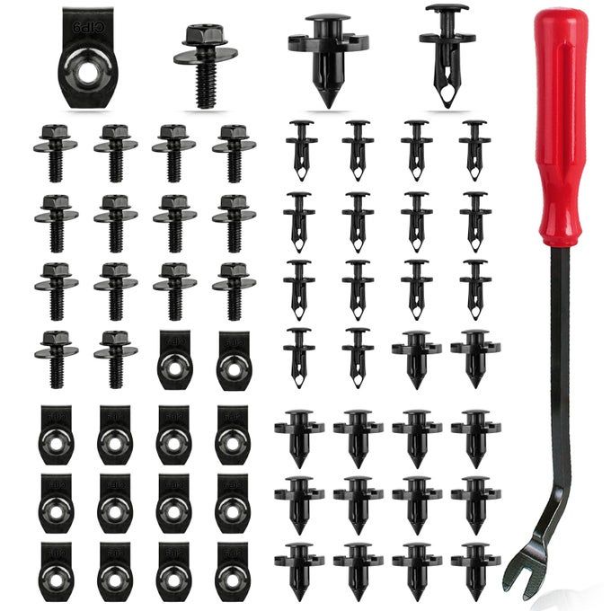 60Pcs Engine Under Cover Splash Shield Guard Body Bolts Compatible With Nissaninfiniti 370Z 350Z G35 G37 Fx35 Fx45 Ex35 Bumper Fender Liner Push Retainer Fastener Rivet Clips With Tool