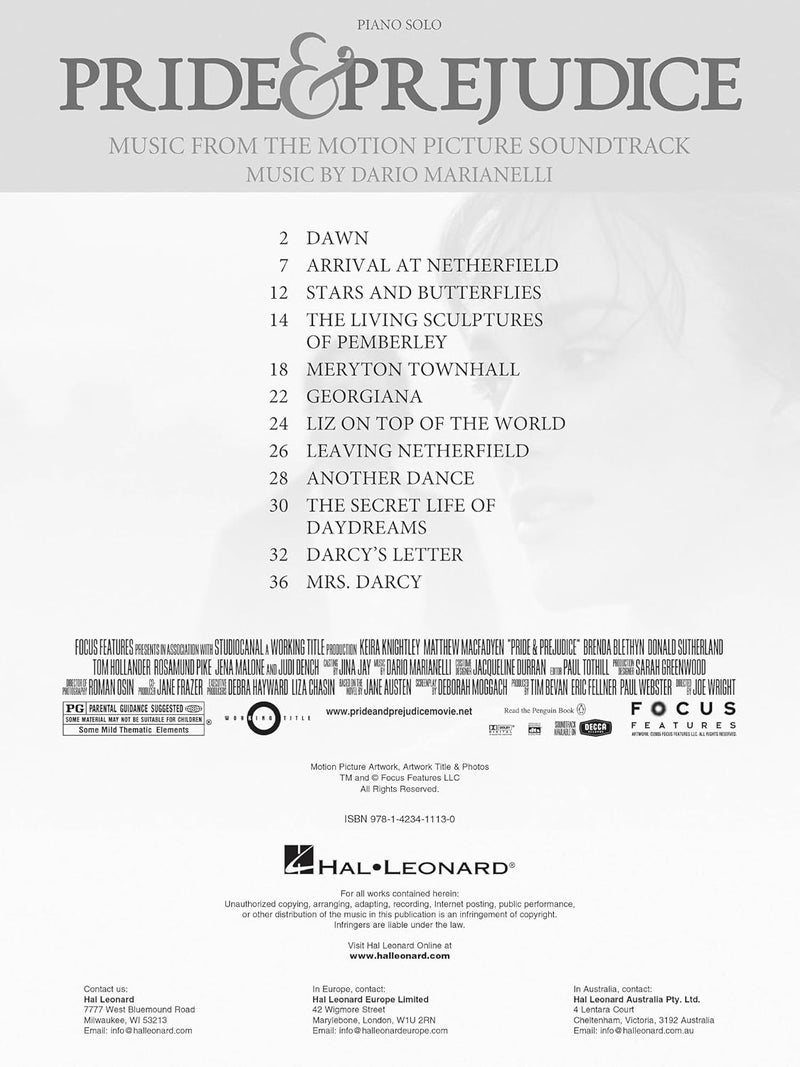 Hal Leonard Corp Pride and Prejudice: Music from the Motion Picture Soundtrack - Piano Solo - Image 2