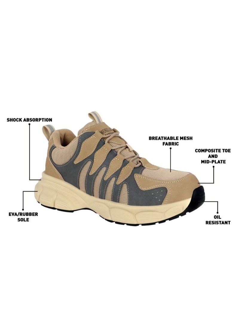 Workland Non-Metal Safety Shoes SBP Composite Toe Anti-Slip Oil Resistant Work Shoes (Beige color) - Image 4