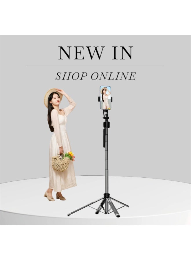 عصا سيلفي - حامل تصوير ذكي بتتبع الوجه AI ودوران 360° وقاعدة رباعية – ثبات احترافي وتصوير بلا اهتزاز - ارتفاع 163 سم وتحكم لاسلكي وتصميم ألمنيوم قوي - بلوتوث - Image 5