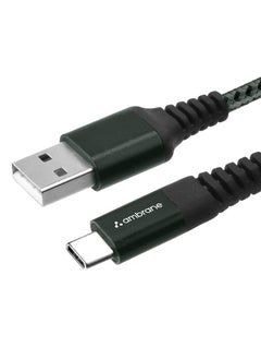 AMBRANE Ambrane Unbreakable 3A Fast Charging 1.5m Braided Type C Cable for Smartphones, Tablets, Laptops & other Type C devices, 480Mbps Data Sync, Quick Charge 3.0 (RCT15A, Green)  - Image 1