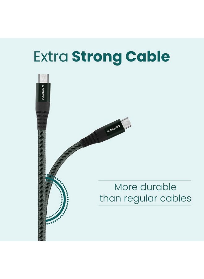 AMBRANE - Ambrane Unbreakable 3A Fast Charging 1.5m Braided Type C Cable for Smartphones, Tablets, Laptops & other Type C devices, 480Mbps Data Sync, Quick Charge 3.0 (RCT15A, Green) - Image 1