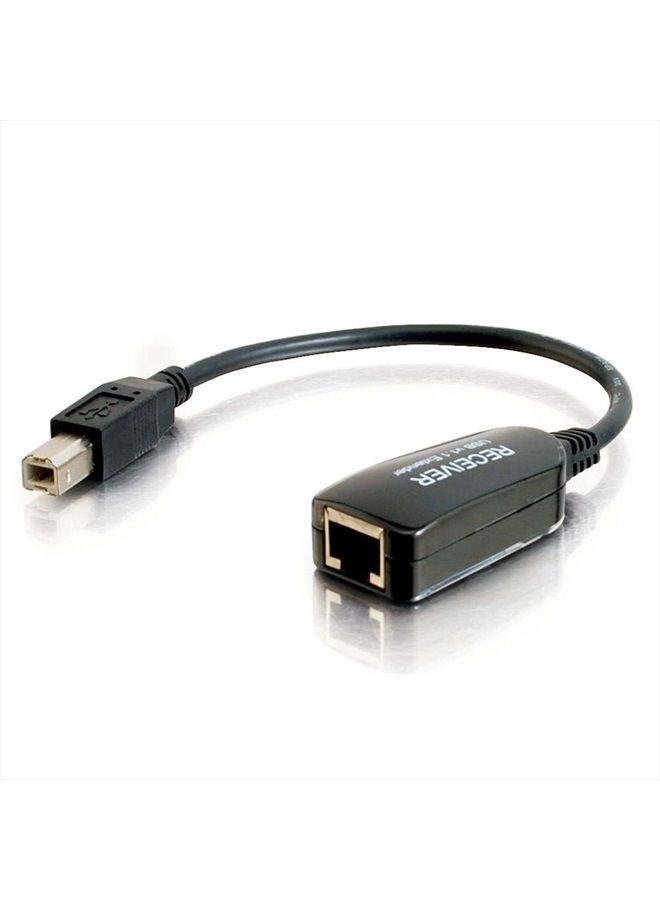 C2G 29353 USB 1.1 over Cat5 SuperBooster USB Extender Dongle, RJ45 Female to USB B Male Receiver, Black - Image 1