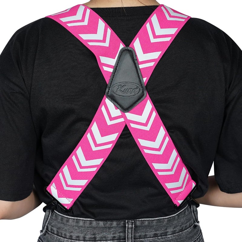 KUNN Safety Reflective Suspender Safety High Visibility Women Work Suspender,Pink - Image 4