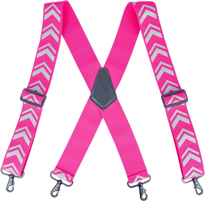 KUNN Safety Reflective Suspender Safety High Visibility Women Work Suspender,Pink - Image 1