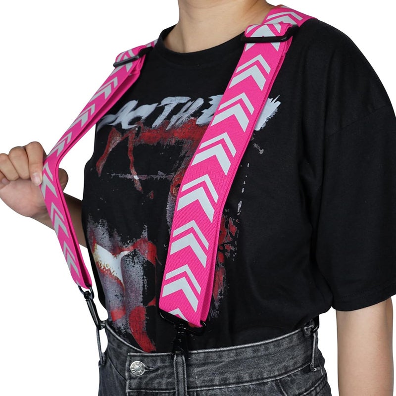 KUNN Safety Reflective Suspender Safety High Visibility Women Work Suspender,Pink - Image 3