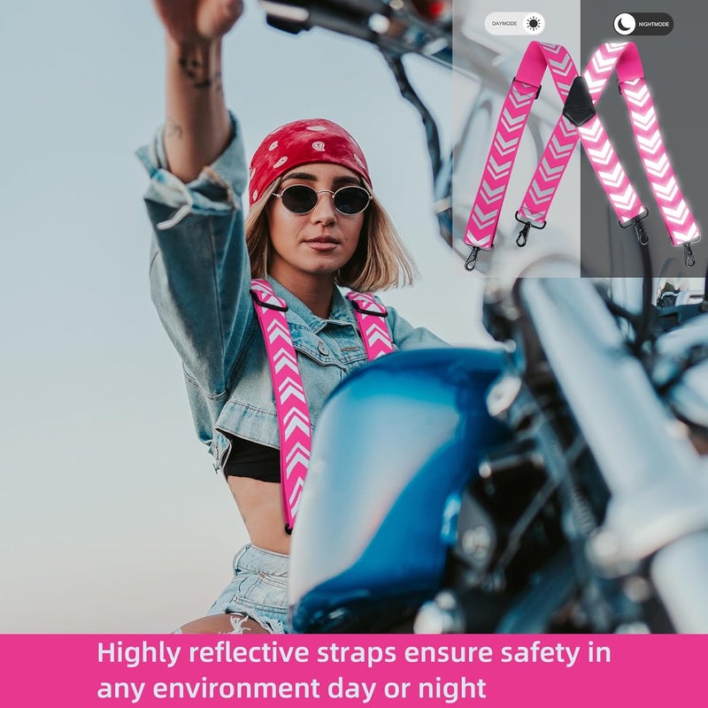 KUNN Safety Reflective Suspender Safety High Visibility Women Work Suspender,Pink - Image 5