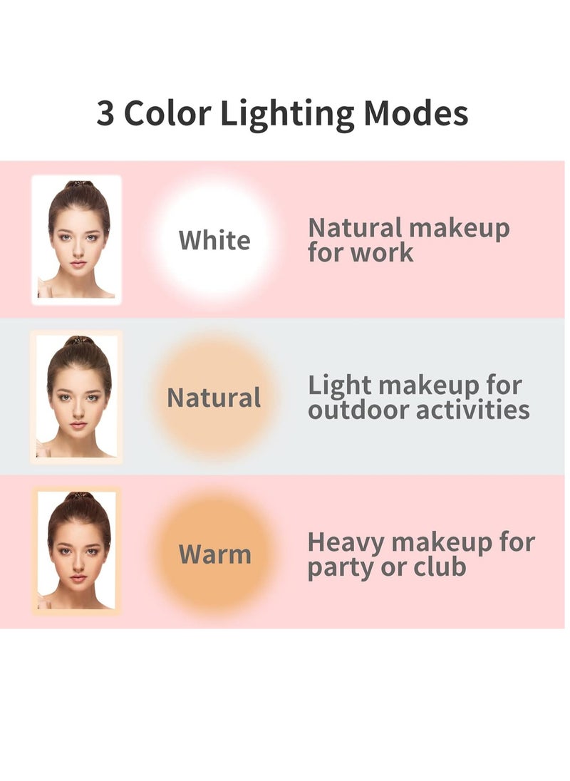 Mecion Makeup Mirror with 10X Magnifying Mirror, Vanity Mirror with 80 LED Lights, Rechargeable 2500mAh Batteries, Travel LED Mirror with 3 Color Lights, Compact Light Up Mirror, Travel Essentials for Women  - Image 3