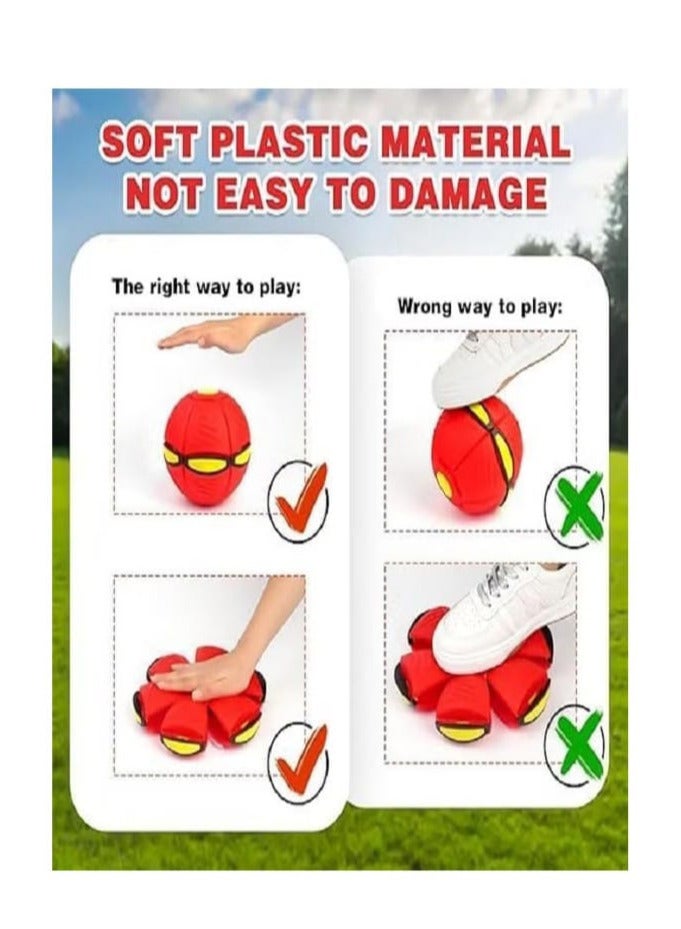 Magic Ball, Portable UFO Flying Disc Toy, Throwing Disc Ball, Flying Saucer Stress Relief Frisbee for Kids, Boys and Girls, Outdoor Gift in Red.  - Image 4