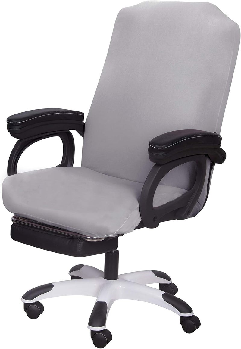 SARAFLORA Office Chair Cover- Large, Silver Grey- Removable Computer Chair Cover for Office Chair with Zipper for Universal Rotating Chair Desk Chair Cover Chair Seat Washable Protector for Pet - Image 1