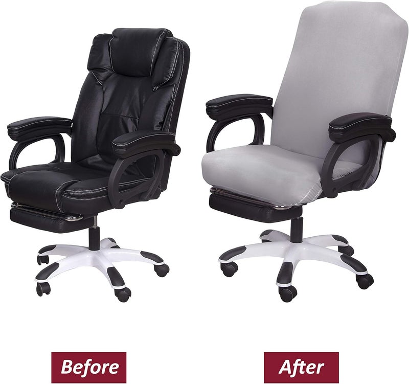 SARAFLORA Office Chair Cover- Large, Silver Grey- Removable Computer Chair Cover for Office Chair with Zipper for Universal Rotating Chair Desk Chair Cover Chair Seat Washable Protector for Pet - Image 5