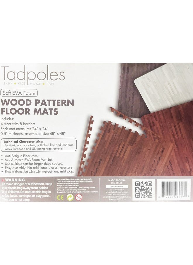 Tadpoles Tadpoles 4 Tile Natural Wood Grain Playmat | Interlocking Tiles with 8 Border Pieces | Soft EVA Foam | Safe & Durable | Total Floor Coverage 48” x 48” | for Kids & Adults | Light Grey  - Image 3