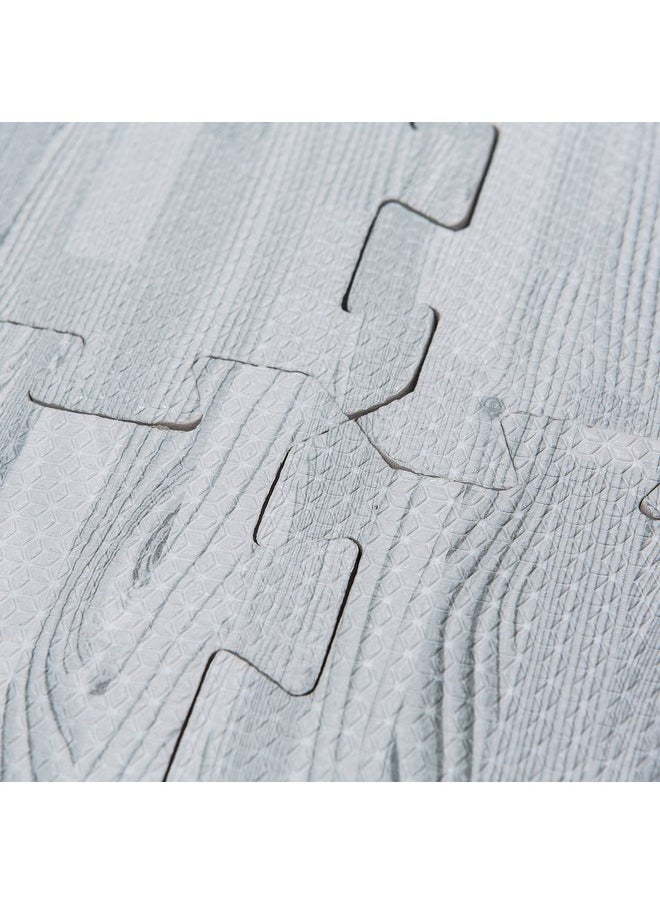 Tadpoles Tadpoles 4 Tile Natural Wood Grain Playmat | Interlocking Tiles with 8 Border Pieces | Soft EVA Foam | Safe & Durable | Total Floor Coverage 48” x 48” | for Kids & Adults | Light Grey  - Image 1