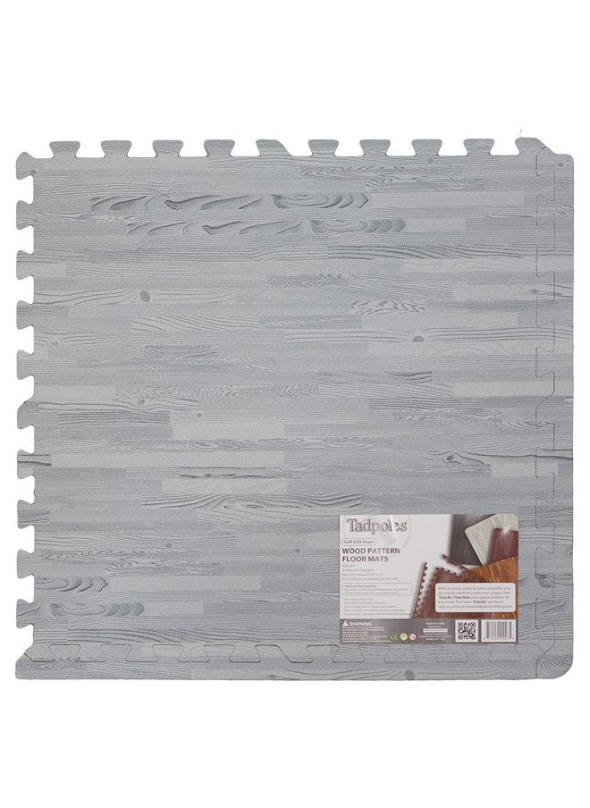 Tadpoles Tadpoles 4 Tile Natural Wood Grain Playmat | Interlocking Tiles with 8 Border Pieces | Soft EVA Foam | Safe & Durable | Total Floor Coverage 48” x 48” | for Kids & Adults | Light Grey  - Image 2