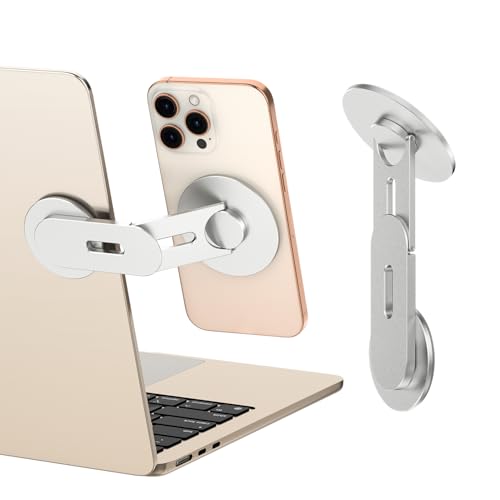 CloudValley Magnetic Laptop Phone Holder, 360° Rotating Mount Compatible with iPhone MagSafe and All Phones, MacBook, PC Monitor, Screen Stand for Tesla, Portable Accessory, Silver - Image 1