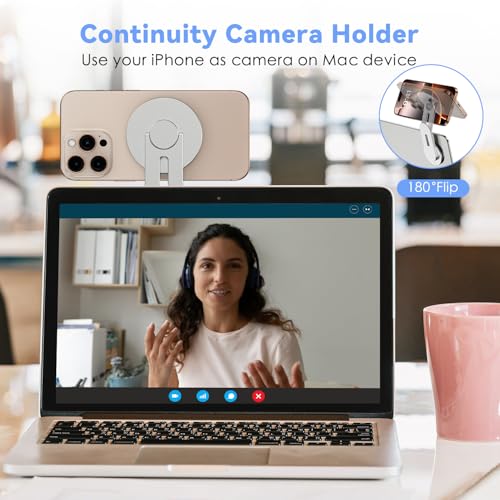 CloudValley Magnetic Laptop Phone Holder, 360° Rotating Mount Compatible with iPhone MagSafe and All Phones, MacBook, PC Monitor, Screen Stand for Tesla, Portable Accessory, Silver - Image 5