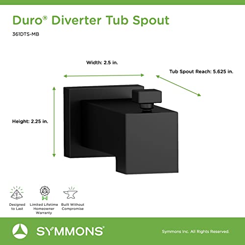 Symmons 361DTS-MB Duro Diverter Tub Spout in Matte Black, Large - Image 2