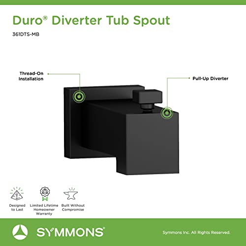 Symmons 361DTS-MB Duro Diverter Tub Spout in Matte Black, Large - Image 3