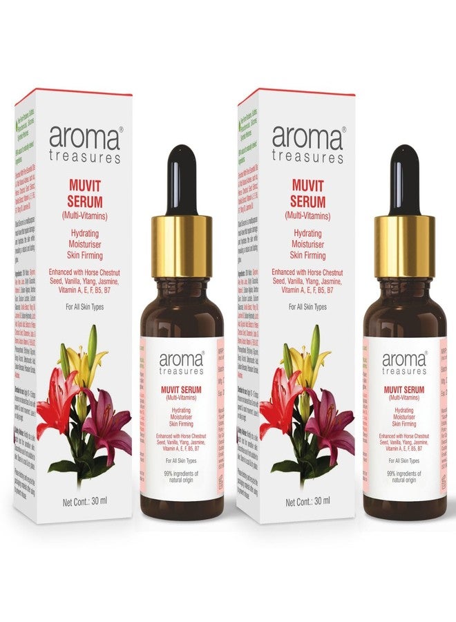 Aroma Treasures Muvit Serum Face Serums | Multi Vitamin enriched with Vitamin A, E, F, B5, B7, Ylang Oil, Jasmine Oil | repairs damage and hydrates the skin | For All Skin Types - Pack of 2 (30ml X 2) - Image 1