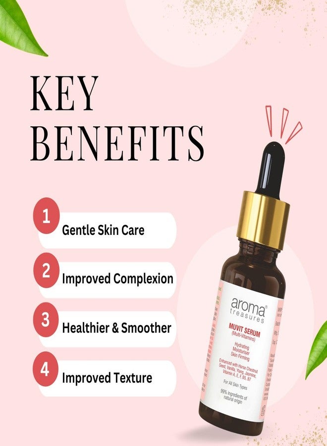 Aroma Treasures Muvit Serum Face Serums | Multi Vitamin enriched with Vitamin A, E, F, B5, B7, Ylang Oil, Jasmine Oil | repairs damage and hydrates the skin | For All Skin Types - Pack of 2 (30ml X 2) - Image 4