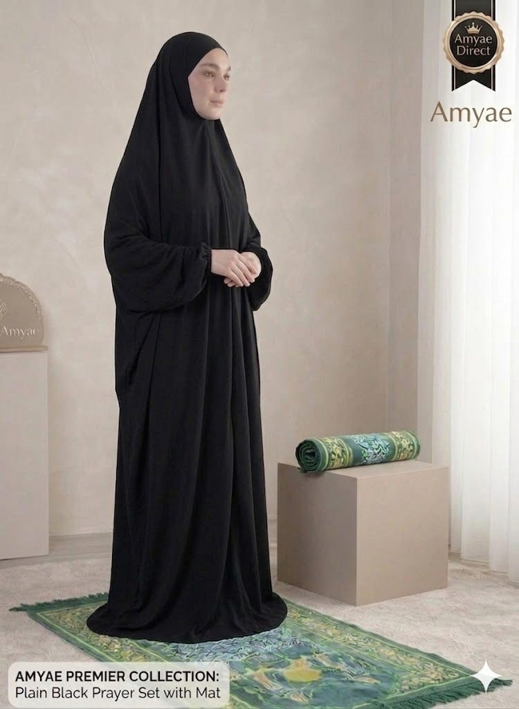 AMYAE One Piece Islamic prayer dress women with long sleeve - Prayer Clothes for Women - Namaz Prayer Dress Abaya For women - Jilbab 1 piece, Umrah essentials for women - Prayer set Salah Dress, Namaz Wear Black Color - Image 1