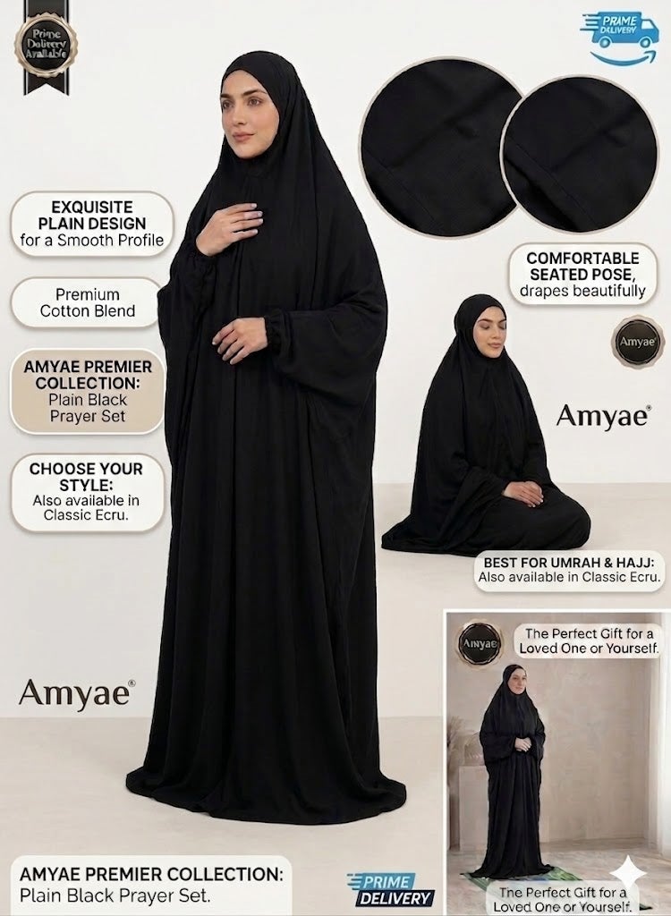 AMYAE One Piece Islamic prayer dress women with long sleeve - Prayer Clothes for Women - Namaz Prayer Dress Abaya For women - Jilbab 1 piece, Umrah essentials for women - Prayer set Salah Dress, Namaz Wear Black Color - Image 4