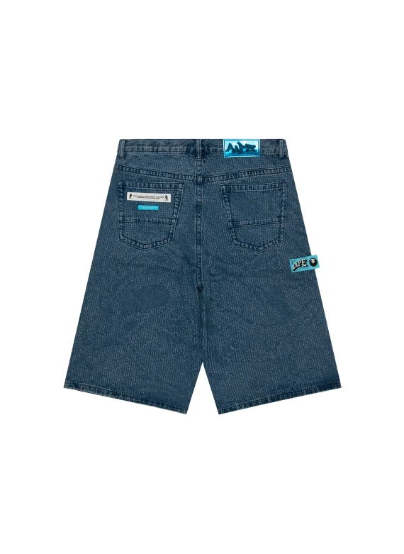 ايه ايه بي إي Moonface logo denim shorts