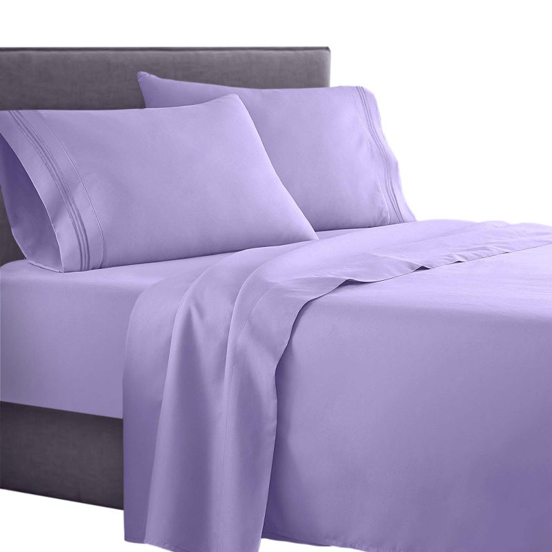 Clara Clark  Supreme 1500 Collection 4pc Bed Sheet Set - Queen Size  Lavender - Image 1