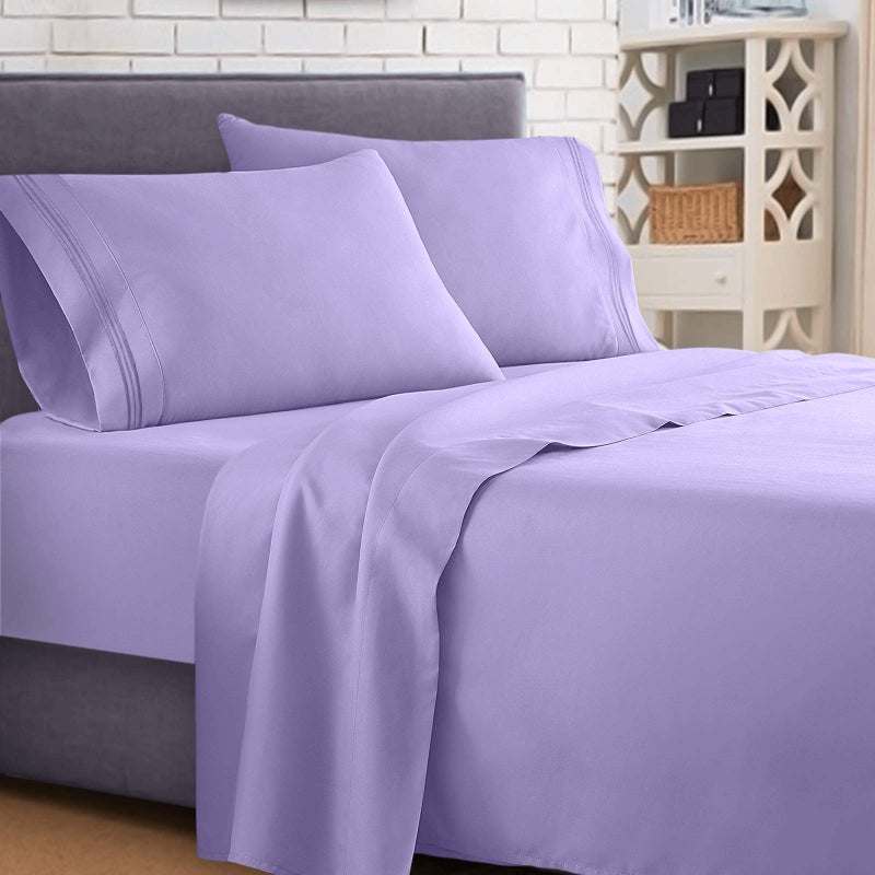 Clara Clark  Supreme 1500 Collection 4pc Bed Sheet Set - Queen Size  Lavender - Image 2