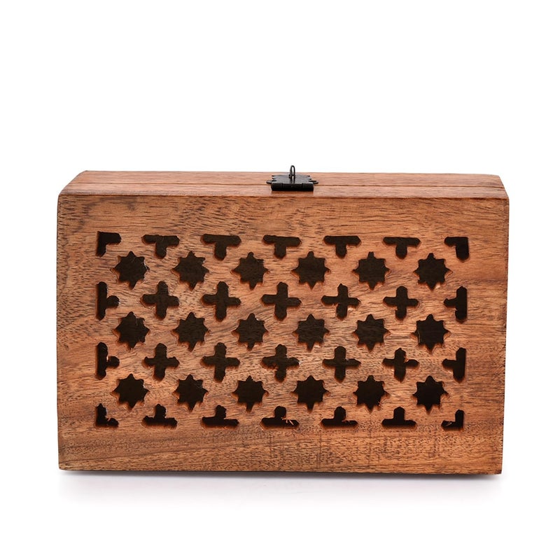 NIRMAN Mango Wood Decorative Wooden Box with Hinged Lid Wooden Storage Box, Decorative Bo xes With Lids (8" x 5" x 3") - Image 3