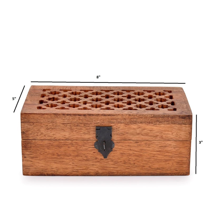 NIRMAN Mango Wood Decorative Wooden Box with Hinged Lid Wooden Storage Box, Decorative Bo xes With Lids (8" x 5" x 3") - Image 5