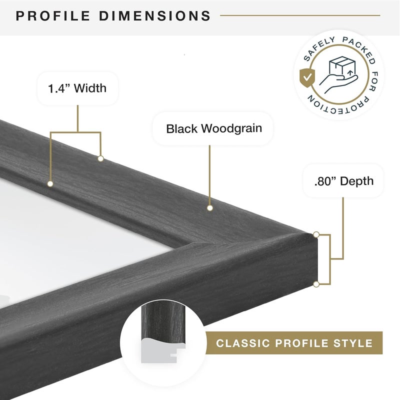 MCS Studio Gallery Classic 16x20 Poster Frame Black Woodgrain Engineered Wood, Vertical & Horizontal Wall Hanging Large Picture Frame for Photos, Posters & Art Prints (1-Pack) - Image 5