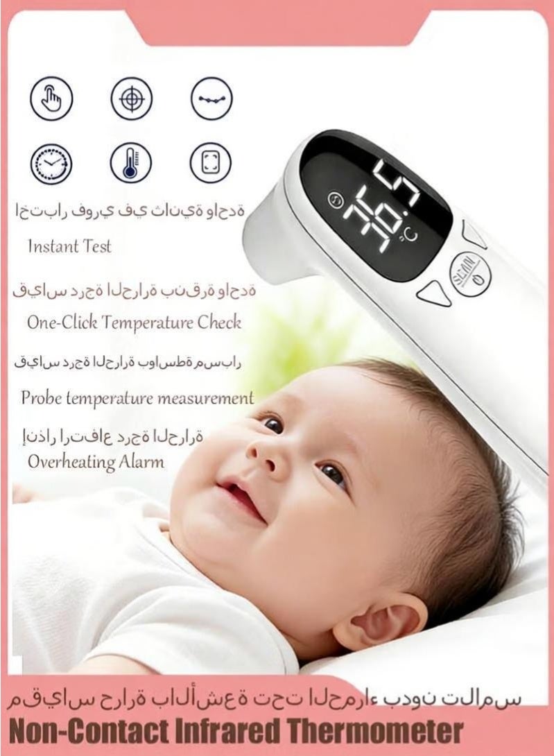 إنفراريد مقياس حرارة بالأشعة تحت الحمراء بدون تلامس، قياس دقيق لدرجة حرارة الجبين والأجسام، وضع مزدوج °F/°C، للأطفال الرضع والأطفال والكبار، دقة طبية - Image 1