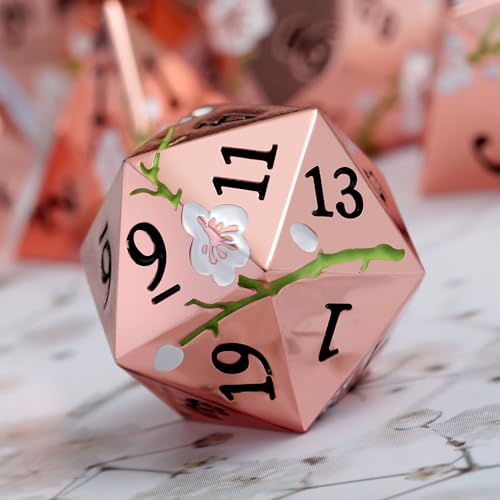 DNDND Metal Dice Set DD DNDND 7 PCS Flower Metallic DND Dice Set with Gorgeous Gift Case for Dungeons and Dragon Tabletop Game Gold with White Flower - Image 5