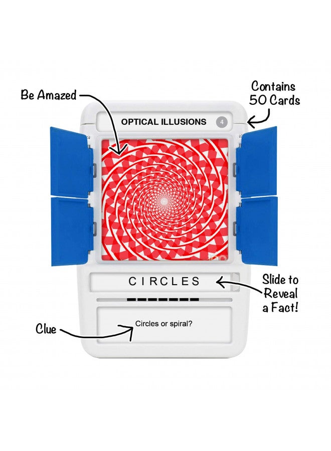100 PICS Optical Illusions - Perfect Stocking Stuffer for Teens and Kids |100 Mind-Blowing Illusions | Contains 50 Cards in a Slide Reveal case | Ideal Gift for Travel - Image 1